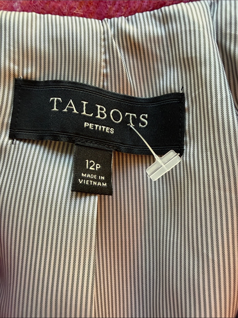 Talbots Pink Shetland Windowpane Wool-Blend Blazer 12 Petite Classic Preppy - Picture 14 of 16